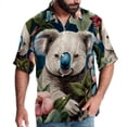thumbnail image 1 of Koala Men's Short Sleeve Spread Collar Button Down Beach Print Casual Shirts, 1 of 6