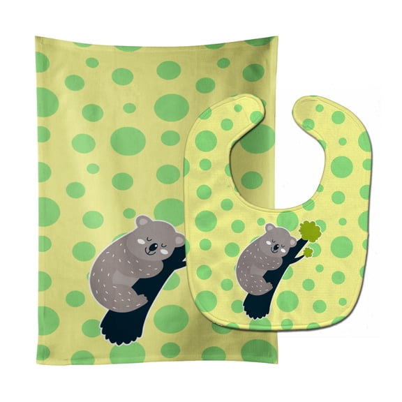 Koala Naptime Baby Bib and Burp Cloth