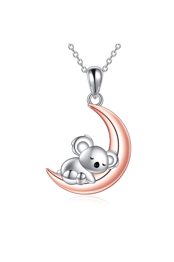 Koala Necklace for Women 925 Sterling Silver Crescent Moon Pendant for Women Koala Bear Jewelry Gifts for Women