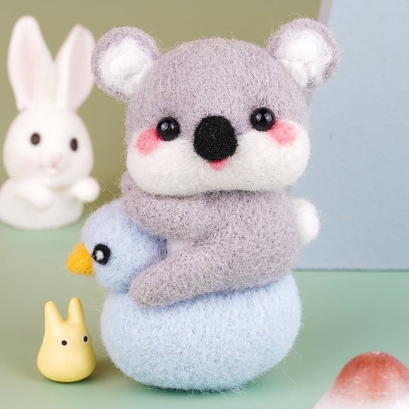Wizardi Beginner Needle Felting Kit for Adults - Koala. Animal Felting Kit 10.5x5x3cm. Felting Tools. Wool Felting Supplies. Felt Crafts. Wool Felt. F07N8-W284