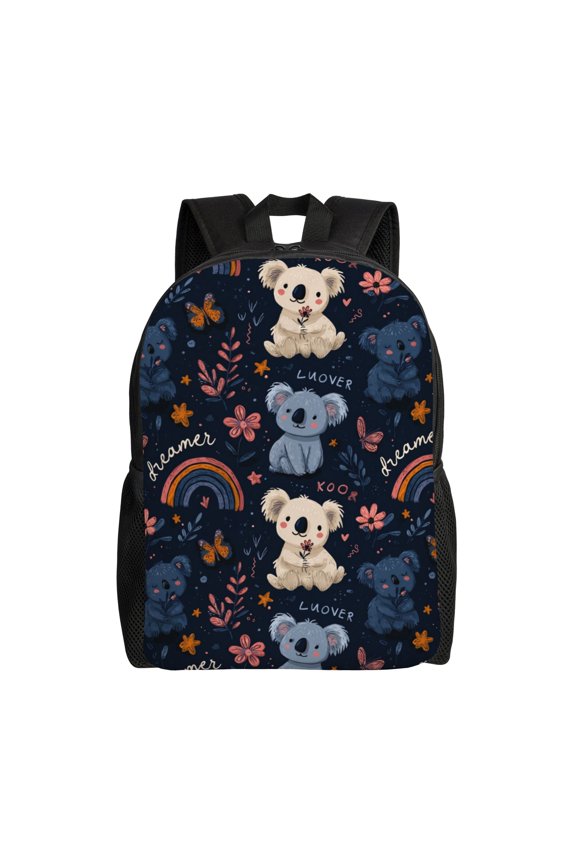 Koala Night Scene Backpack with 15 Inch Laptop Compartment,Water-Resistant Daypack, Large Capacity Backpack with Adjustable Breathable Shoulder Straps for Daily Use Travel Gym