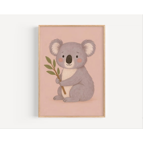 Koala Nursery Wall Art, Cute Animal, Baby Room Decor, , Eucalyptus Koala Poster, Jungle Nursery Poster, Unframed Poster Size 12x18