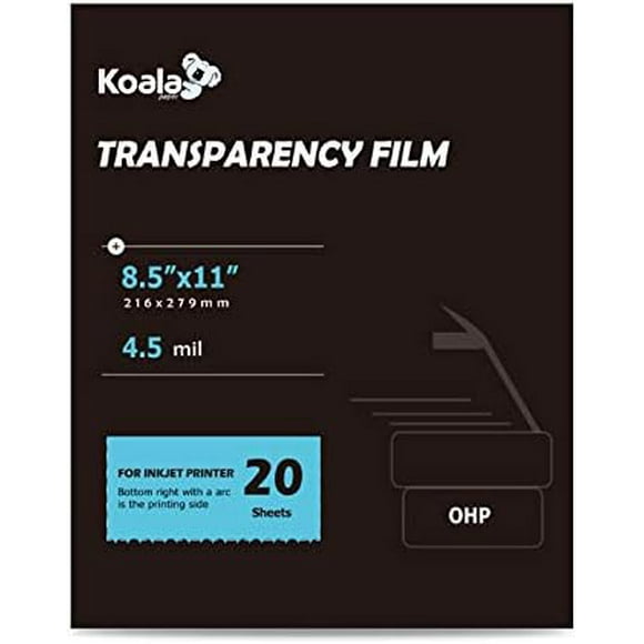Koala OHP Film Overhead Projector Film 8.5x11 Inch Single Side Printing Film for Inkjet Printer