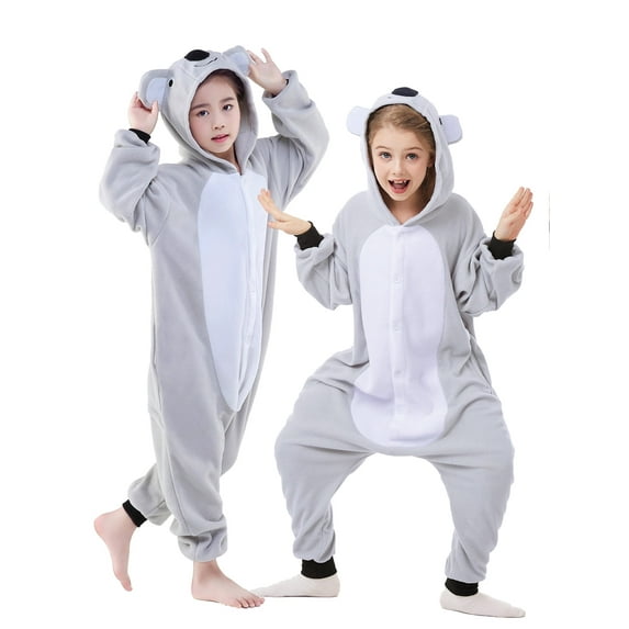 Koala Onesie Pajama Kids Unisex Animal Costumes Polyester One-Piece Sleepwear for Boys and Girls 10-12Years