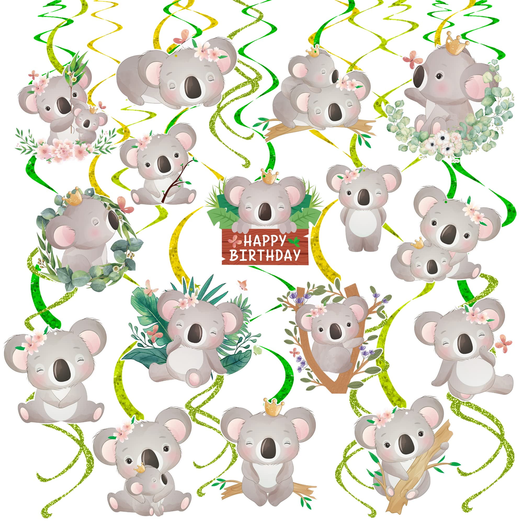 Koala Party Hanging Swirls CM31 Koala Birthday Party Decoration 20Pcs ...