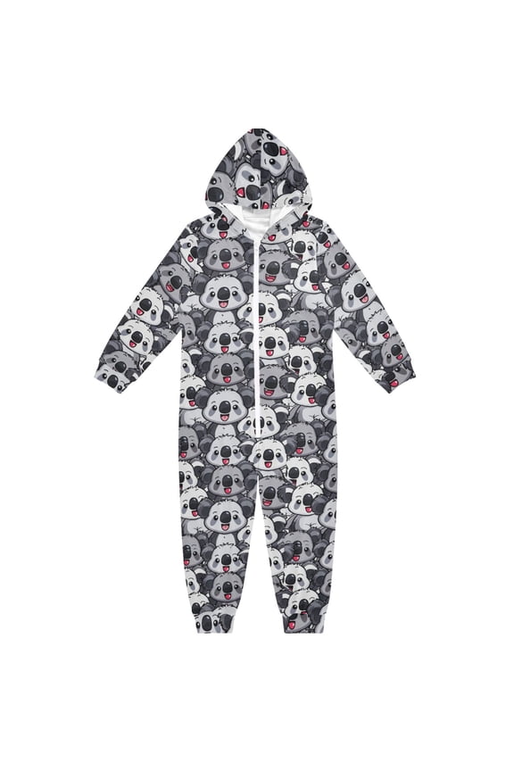 Koala Pattern One Piece Pajamas Soft Jumpsuit Cozy Sleep and Play Romper Zipper and Pockets 4T