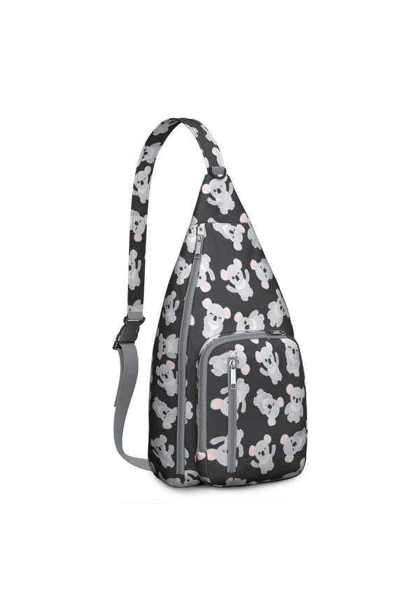 Koala Pattern Thermal Sling Bag - Reusable Eco-Friendly Cooler with Front Pocket, Portable Design for Healthy Meals On-The-Go