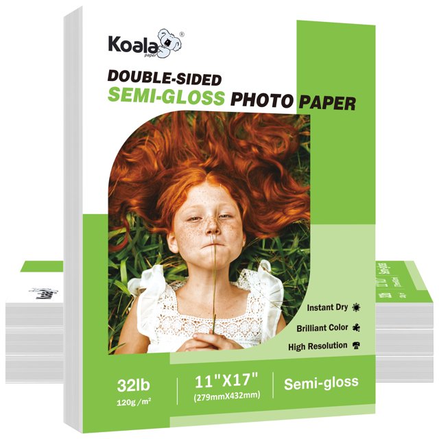 (2 pack) Koala Photo Paper 11x17 32lb Double Sided Semigloss 100