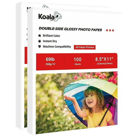Koala Paper Glossy Inkjet Printers Photo Paper, 8.5x11 inch, 200 Sheets