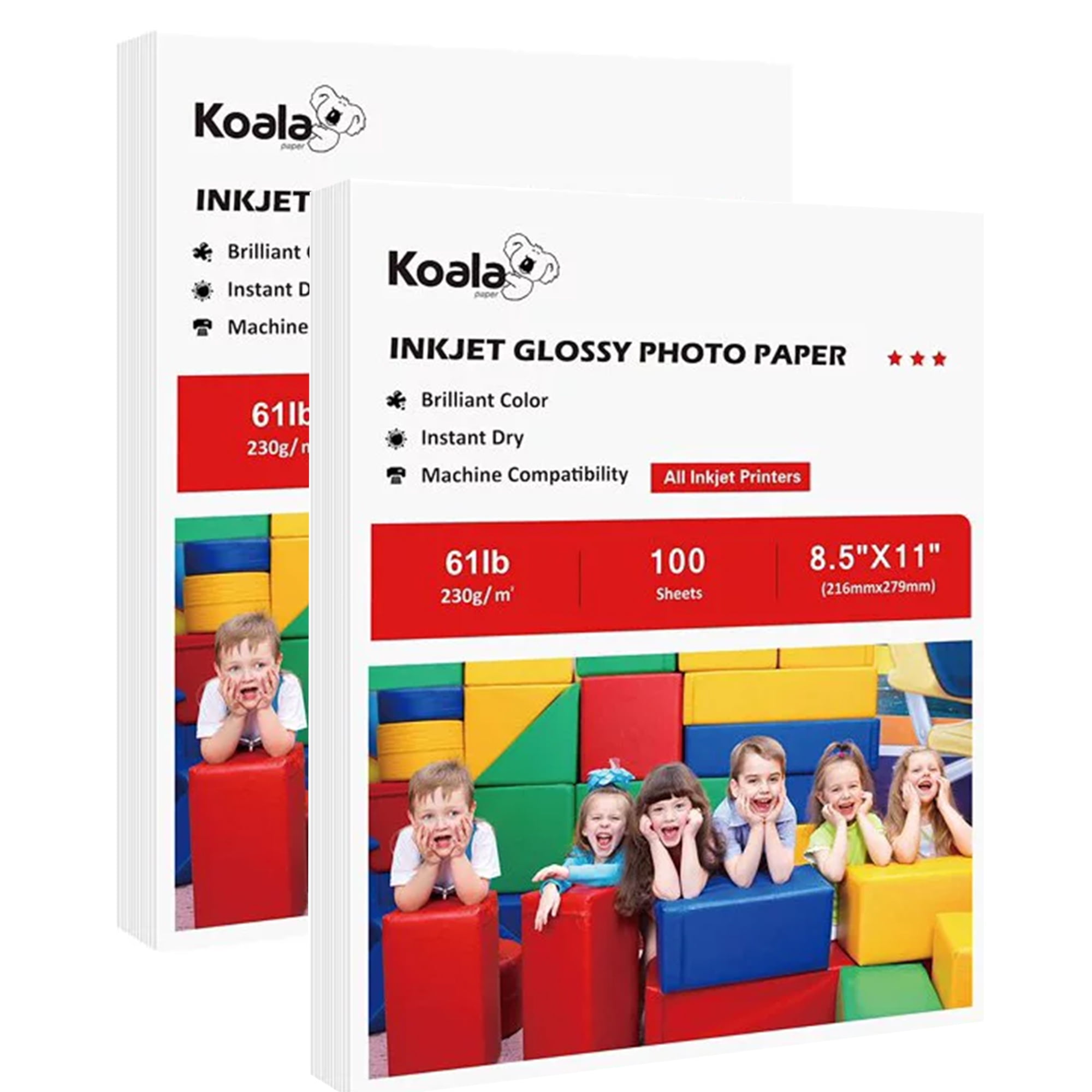 Koala Premium Photo Paper 8.5X11 Glossy 48lb 10Mil 100 Sheets, Inkjet Glossy  Photo Paper 180gsm Scratch Resistance Picture Paper for Printers 