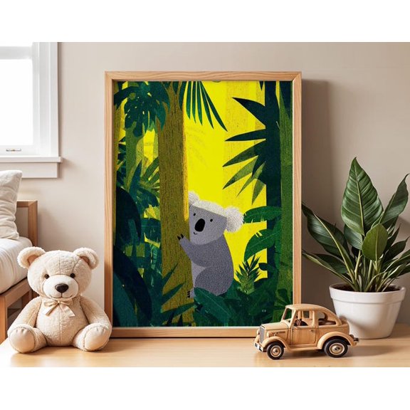 Koala Playroom Animal Jungle Theme Wall Art Print, Unframed Paper Poster 11x14in