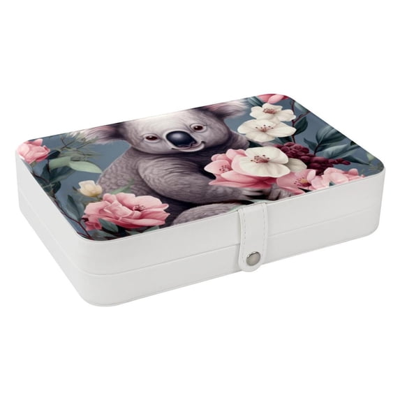 Koala Portable PU Leather Jewelry Organizer with Removable Compartment, Storage Box, Necklace Holder, and Travel Organizer