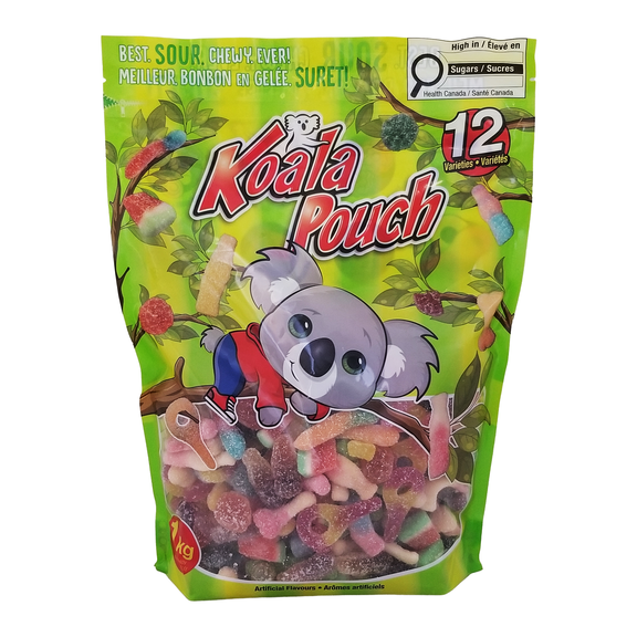Koala Pouch Fruity Sour Gummy Mix, 12 Gummy Varieties, Party Size - 1kg/35.3 oz