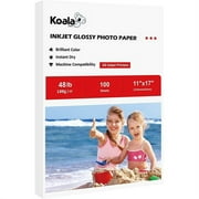 Koala Premium Glossy Photo Paper 11X17 Inches 48lb 100 Sheets White Picture Paper for Inkjet Printers HP, Epson, Canon with Dye Ink DIY Posters