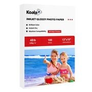Koala Premium Glossy Photo Paper 13X19 Inches 100 Sheets 48lb 180gsm Compatible with Inkjet Printers, HP, Epson, Canon with Dye Ink