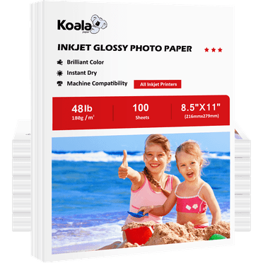Koala Premium Glossy Photo Paper 8.5X11 48lb 10Mil 300 Sheets Picture Paper for Inkjet Printers Epson, Canon, HP