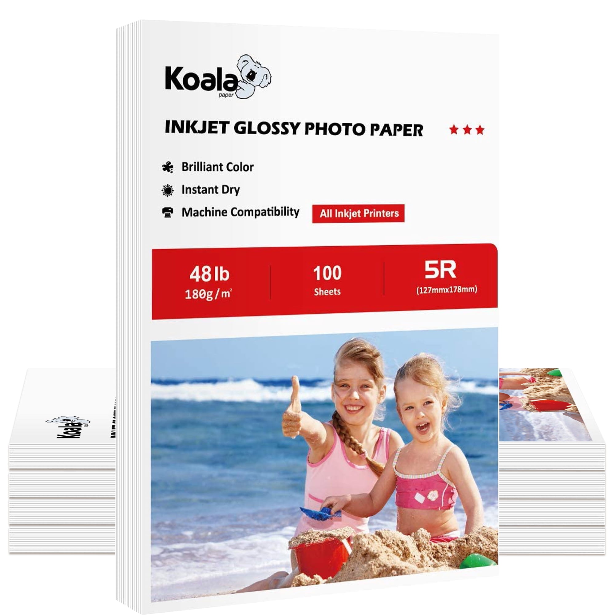 Koala Premium Photo Paper 5X7 Glossy 48lb 500 Sheets Bulk 7 X 5 Inch Inkjet  Printer Photo Paper 10Mil 180gsm Compatible with HP, Canon, Epson Inkjet  Printers 