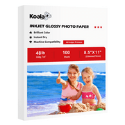 Koala Premium Photo Paper 8.5X11 Glossy 48lb 10Mil 100 Sheets, Inkjet Glossy Photo Paper 180gsm Scratch Resistance Picture Paper for Printers