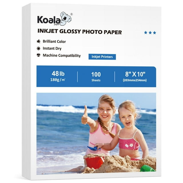 Koala Premium Photo Paper 8X10 Glossy 48lb 10Mil 100 Sheets