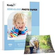Koala Premium Semi-Glossy Photo Paper 8.5x11, Letter Size, 100 Sheets, 180gsm / 48LB for Inkjet & Laser Printers Epson, Canon, HP