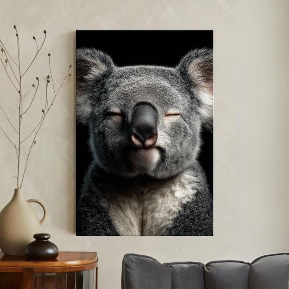 Koala Print Australian Animal Wall Art Cute Bear Portrait Black Background Wildlife Modern Nursery Unframed Paper Print