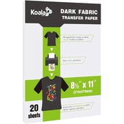 Koala Printable Heat Transfer Paper for Dark Fabric, 8.5X11 Inch, 20 Sheets, Iron-on T-shirt Transfer Paper for Inkjet Printers