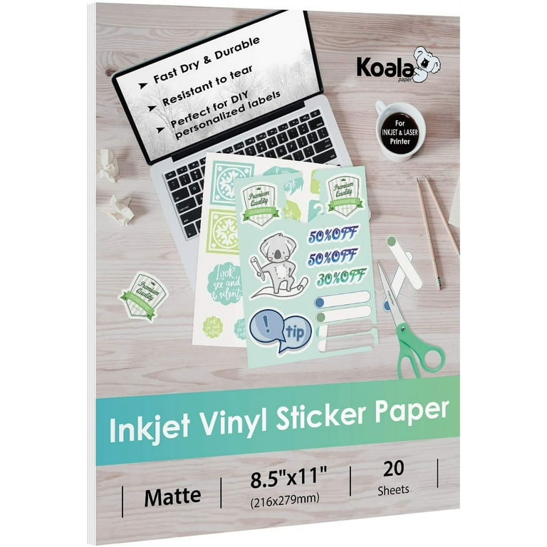 8.5x11 Matte Inkjet Photo Sticker Paper 100 Sheets