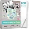 thumbnail image 1 of Koala Printable Vinyl Sticker Paper for Inkjet Printer - 100 Sheets Sticker Printer Paper Matte White, Waterproof Sticker Paper 8.5x11 Inch, Work with Cutting Machine, 1 of 8