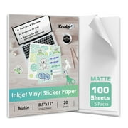 Koala Printable Vinyl Sticker Paper for Inkjet Printers 100 Sheets Matte White Waterproof Printable Sticker Paper 8.5x11- Removable, Work with Cutting Machine