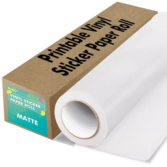 Koala Printable Vinyl Sticker Paper Roll for Inkjet Printers 13 in X 32.8 FT waterproof Matte White A3+