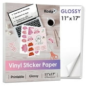 Koala Printable Vinyl Sticker Paper for Inkjet & Laser Printers 11x17 Inch Glossy White Waterproof Adhesive Label Paper -Tear-Resistant, 10 Sheets