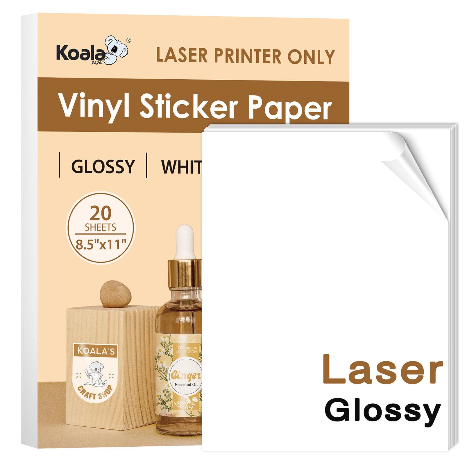 HTVRONT 30 Sheets Transparent Sticker Paper + 30 Sheets Laminate Sheets,  8.5x11 Clear Printable Vinyl Sets