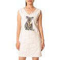 thumbnail image 1 of Koala Printed Vintage Cotton V-neck Linen Mini Shift Dress WDS_02 0, 1 of 1