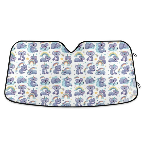 Koala Rainbow Star Car Windshield Sun Shade Foldable Car Front Window Visor Heat and UV Protection 53x23.5
