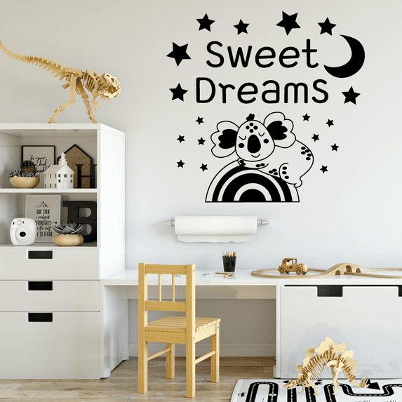 Koala Rainbow Sweet Dreams Good Night Dream Quotes Cute Sleeping Vinyl Design Wall Sticker Art Decal Boys Girls Kids Toddler Room Bedroom Nursery Kinder Decors Stickers Decoration Size (20x20 inch)