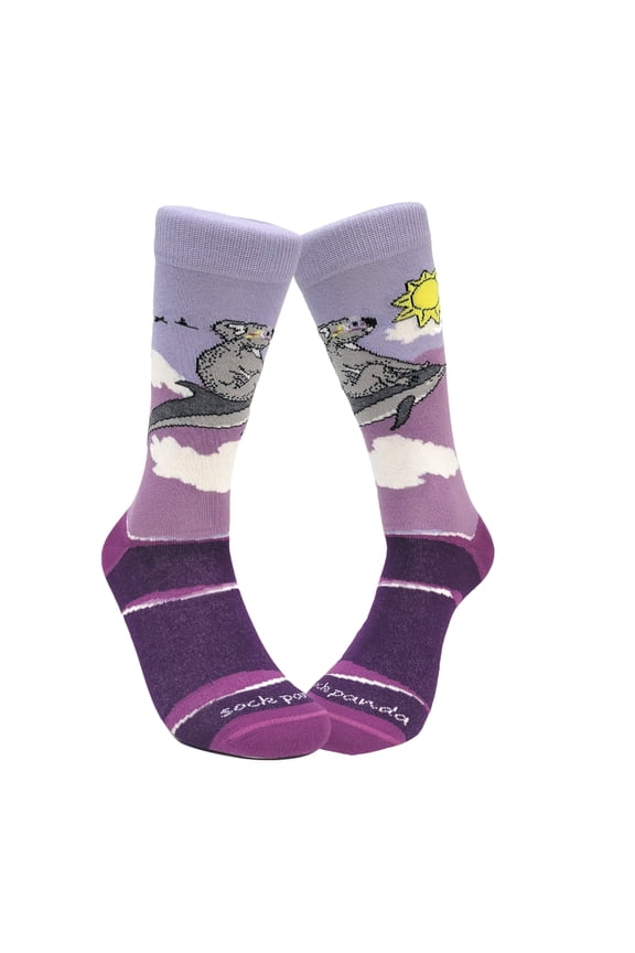 Koala Riding a Dolphin Socks from the Sock Panda (Adult Medium - Women's Shoe Sizes 5-10)