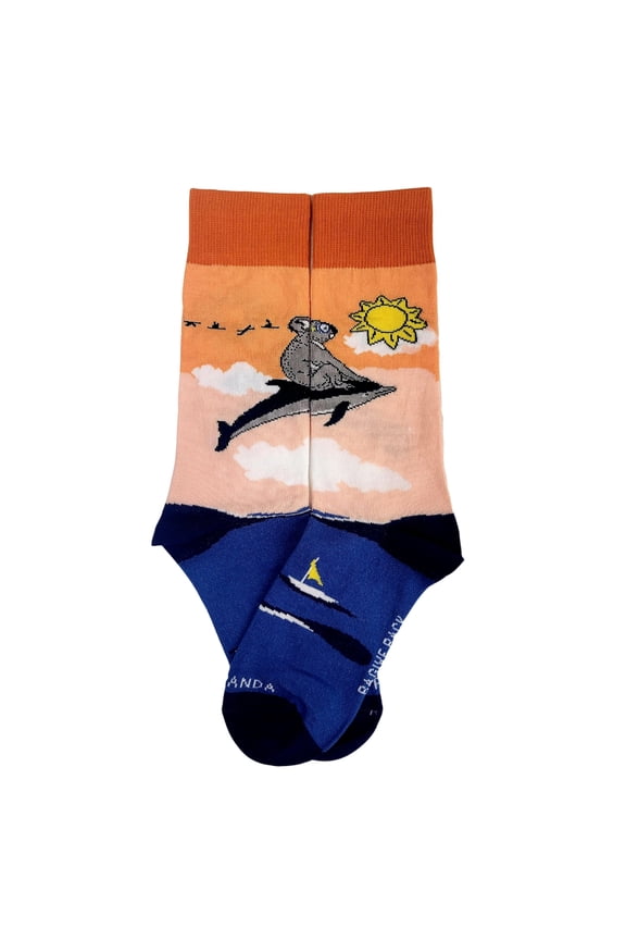 Koala Riding a Dolphin Socks from the Sock Panda (Adult Small - Shoe Sizes 2-5)