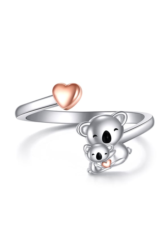 Koala Ring Sterling Silver Two Koala Ring Cute Animal Jewelry Gift for Women