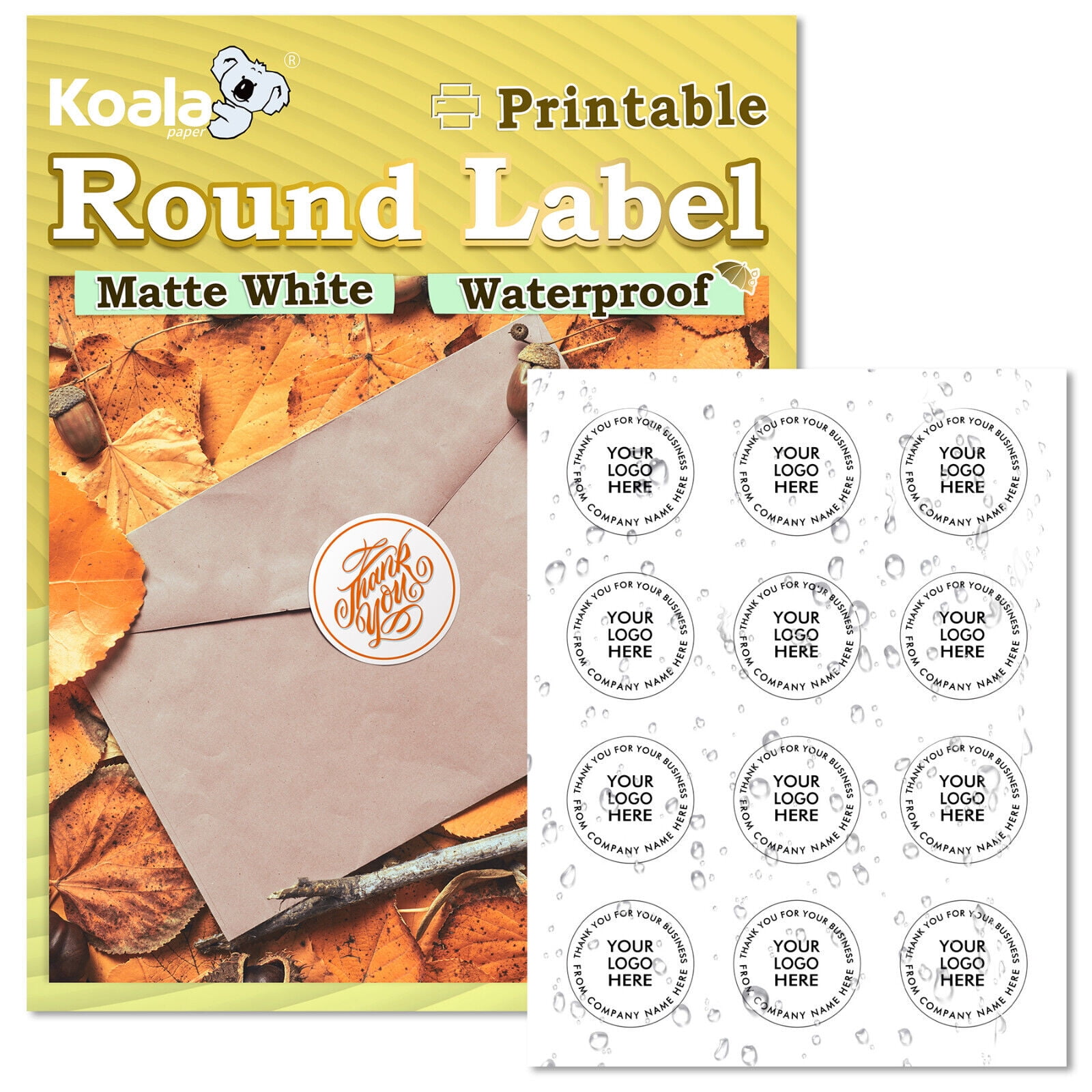 Koala Round Labels Stickers 2 In Printable Round Labels Waterproof 60