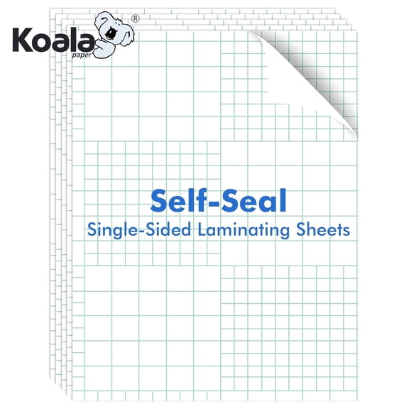 Koala Self Adhesive Laminating Sheets 9" x 12", Self Seal Clear Laminate Sheets Protector, Waterproof Glossy ,No Machine Needed 10 Sheets for Stickers, Photos