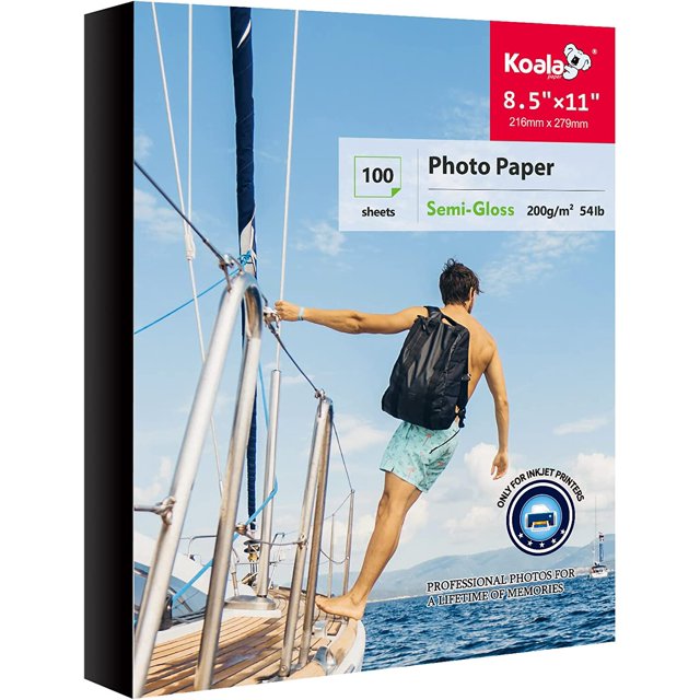 Koala Semi Gloss Photo Paper 8.5 x 11 Inch, WaterResistant Inkjet