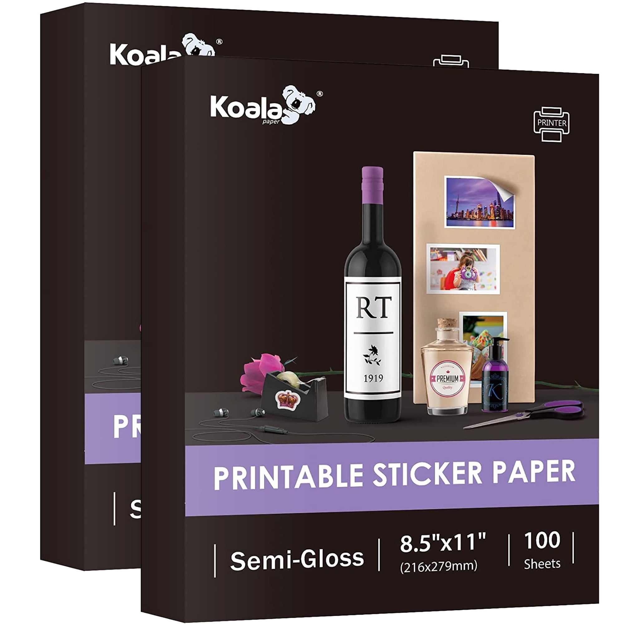 Koala Semi-Gloss Sticker Paper for Inkjet and Laser Printer 200 Sheets ...