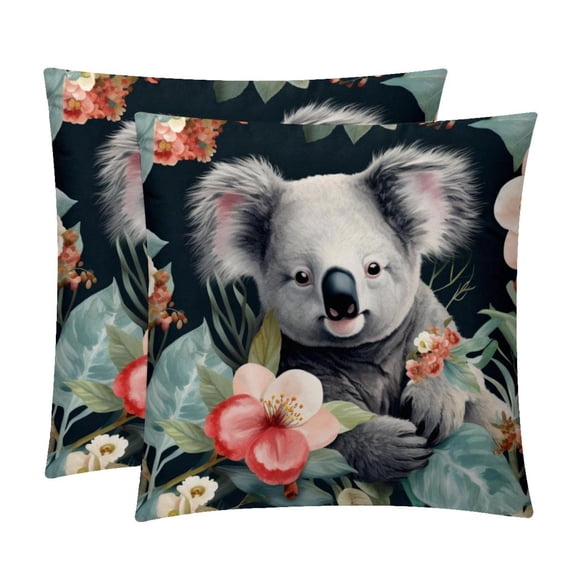 Koala Set of 2 Velvet Throw Pillow Covers with Unique Patterns in 16x16, 18x18, and 20x20 Inches for Various Occasions - Throw Pillow Inserts Included