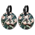thumbnail image 1 of Koala Set of 2pcs PU Leather Round Suitcase Tags with Privacy Cover and Name ID Tag - Ideal for Travel Luggage, Handbags, Backpacks, School Bags, 1 of 6