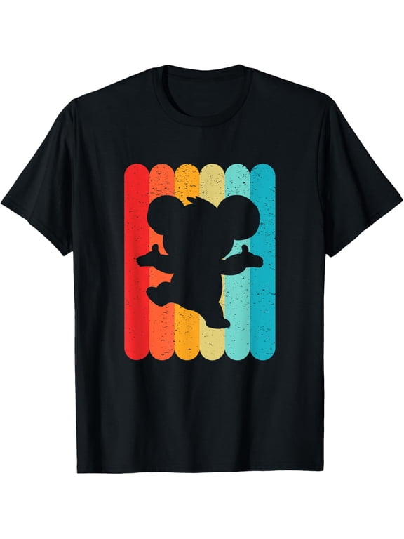 Koala Silhouette Retro Vintage Lines 70s 80s Distressed T-Shirt men and women can wear, black, white, gifts