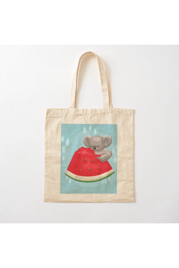 Koala Sleep On Watermelon Canvas Tote Bags, Reusable Shopping Bag