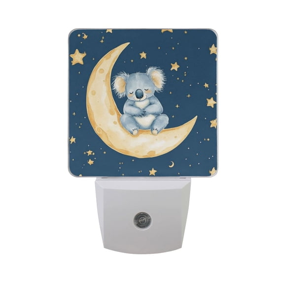 Koala Sleeping on The Moon Stars LED Night Light with Smart Sensor Plug Into Wall Dusk to Dawn 2 packs
