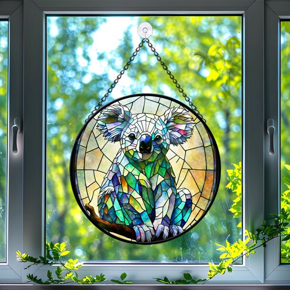 Koala Stained Glass Suncatcher, Koala Glass Suncatchers for Windows For Merry Christmas