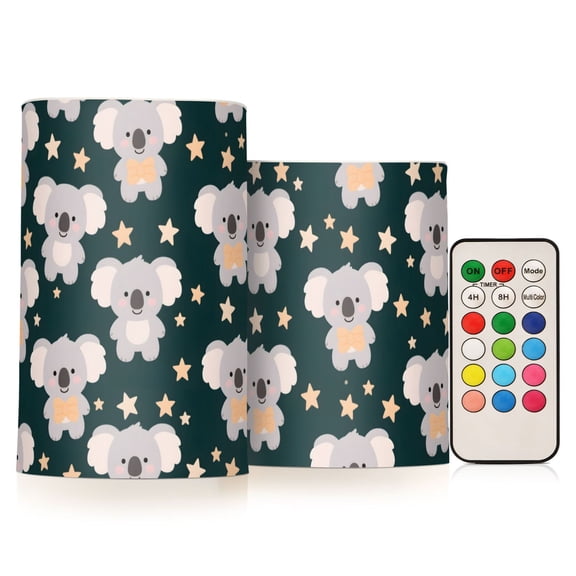 Koala Star Flickering Flameless Candles Battery Operated with Remote Timer LED Pillar Candles Set of 2