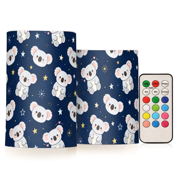 Koala Star Flickering Flameless Candles Battery Operated with Remote Timer LED Pillar Candles Set of 2